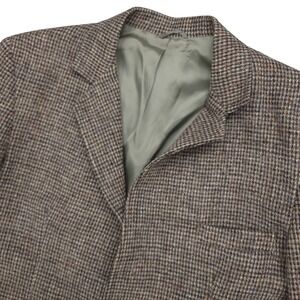 VTG Harris Tweed Wool Blazer Men's 41R‎ Brown Plaid  Sport Coat Handwoven Jacket